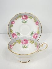 Vintage ROYAL TUSCAN England Cup & Saucer Pink Cabbage Roses Floral Teacup(s) picture