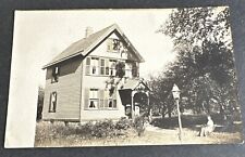 Vintage Postcard: RPPC Unknown Location~ Home, Lady in Yard, 1909 picture