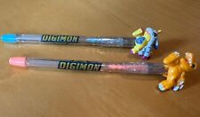 2 Vintage 2000 Digimon Gel Pens - Agumon (Orange), Gabumon (Blue) picture