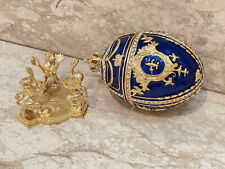 Sapphire Faberge egg Swarovski Handset 24k GOLD Faberge egg trinket box Handmade picture