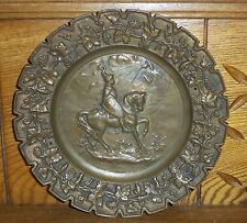 Old Solid Bronze Plate - Crusades Horse & Rider picture
