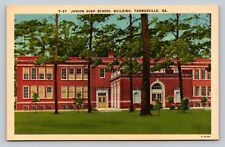 Junior High School Building Thomasville GA Georgia VINTAGE Linen Postcard picture