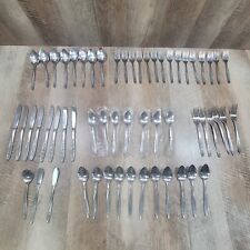 Vintage Custom Craft Stainless Flatware Silverware 58 Pcs Textured Rose Taiwan picture