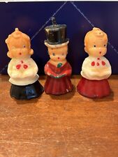 3 Vintage Mid Century MCM 50s Gurley Christmas Carolers Choir Candles UNBURNED picture