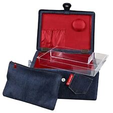 SINGER Large Sewing Basket with Matching Zipper Pouch Denim picture