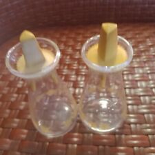 Vintage Pyrex Compatibles Butterfly Gold Salt & Pepper Shakers Clear Glass 1970s picture