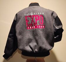 Vintage 1998 X Files Expo Tour Grey Wool Black Leather Bomber Jacket XL Men  picture