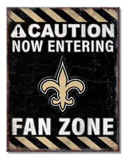 New Orleans Saints Fan Zone Tin Metal Sign Man Cave Garage Bar 12.5 X 16 Inch picture