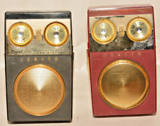 TWO ZENITH ROYAL 500 LONG DISTANCE TRANSISTOR RADIOS. BLACK AND BURGUNDY MODELS picture