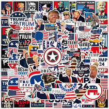 Donald Trump Stickers 100Pcs Trump 2024 Stickers USA Flag Decals American Flag A picture