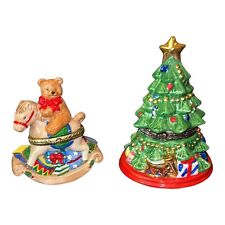 2 Vintage Christmas Themed Trinket Boxes picture