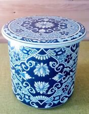 Vintage Delft Metal Tin Container  Holland Blue and White 4