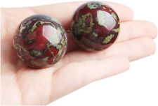 2Pcs Natural Dragon Blood Stone Quartz Sphere Crystal Ball Reiki Healing 30Mm+ picture