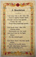 A Benediction, Vintage Holy Devotional Prayer Card. picture