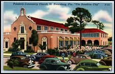 Postcard Pasadena Community Church Linen St. Petersburg FL F41 picture