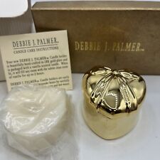 Gold Tone Debbie J. Palmer Heart & Bow Tea Light Candle Holder NIB W 2 Candles picture