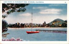 Riverside, CA Lake Evans In Fairmount Park White Border Postcard G809 picture