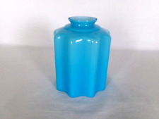 Vintage BLUE CASED SCALLOPED GLASS LIGHT LAMP SHADE Single Bulb 2 1/4