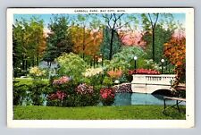Bay City MI-Michigan, Scenic View Carroll Park, Antique Vintage c1940 Postcard picture