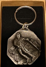 Vintage 1989 Siskiyou Downhill Skiing Pewter Keychain / Key Fob with Gift Box picture