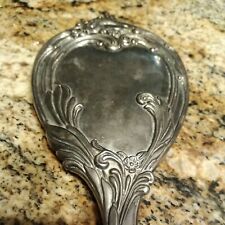 Vintage International Silver Company Silver Plated Ornate Hand Mirror Art Nouvea picture