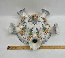 VINTAGE CAPODIMONTE PORCELAIN CEILING LIGHT FIXTURE...(5) SHADES.. MADE IN ITALY picture