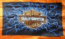 Harley Davidson Blue Lightning 3x5 Ft Motorcycle Flag Banner Garage Man Cave picture