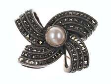 Retro Judith Jack Sterling Marcasite Pendant/brooch with faux pearl picture