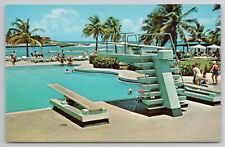 Postcard Greetings Caribe Hilton Hotel San Juan Puerto Rico Swimming Pool Scene picture