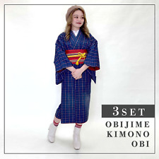 Vintage Japanese Kimono 3 piece set komon Silk obi obijime  1089 picture