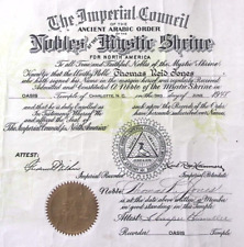 1948 ANCIENT ARAB ORDER NOBLES MYSTIC SHRINE CHARLOTTE NC MEMBER CERTIFICATE W88 picture