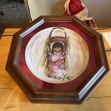Ted De Grazia the Children Series Plate 1984 “Pink Papoose”Framed Vintage picture