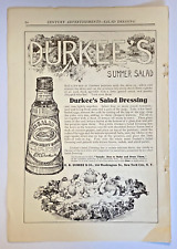 1909 DURKEE'S Salad Dressing Vintage Antique Printed Ad 8x5.5