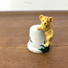 Vintage, Busch Gardens Lion Cub Sleeping Handpainted Resin Thimble, Collectible picture
