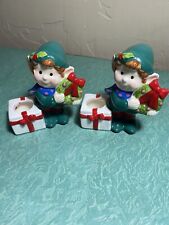 Vintage 60's MCM Napco Christmas Elf Candle Holders 1253 Made In Japan picture