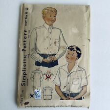 Vintage 30s SIMPLICITY Sewing Pattern Boys Shirt #1509 Size 12  picture