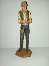 Solid wood Hand Carved  Fly Fisherman Statue picture