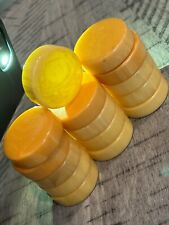 Old veined eggyolk marbled swirl amber bakelite backgammon 15 chips 042324aHH picture
