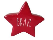 Rae Dunn BRAVE Red Ceramic Star Magenta Patriotic Decor Memorial Day, July 4 NWT picture