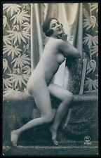 Miss Jeanne Juilla happy French nude woman original old c1920s photo postcard picture