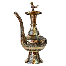 LARGE Traditional Tibetan Brass Metal Water Vessel Buddhist Bird Nepal Antiqued picture