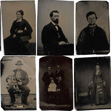 Lot of 8 US tintypes, CDV sized, some identified picture