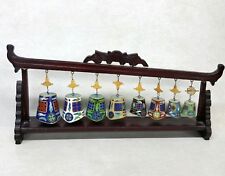 Vintage Chinese Cloisonne Graduated Bells on Wood Stand picture