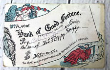 Antique Vtg Postcard Bank of Good Fortune Check Angel Grim Reaper 1909 picture