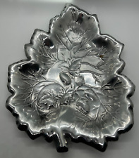 Molded Pewter Leaf Serving Tray Made in Mexico 10.5