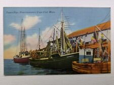 Town Pier Provincetown Cape Cod Mass Massachusetts Schooners Dock Linen Postcard picture