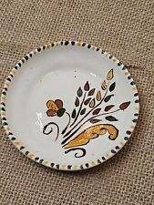 Vintage Ukrainian Pottery Trinket Dish Gold Flowers Leaves 3.5