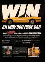 Vtg Print Ad 1980s Indy 500 Pace Car Corvette Miller High Life Beer Milwaukee 3 picture