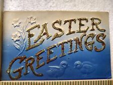 Postcard Embossed Text Easter Greetings Holiday Greeting Card picture