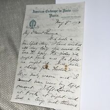 Antique 1884 Letter The American Exchange in Paris Letterhead France History picture